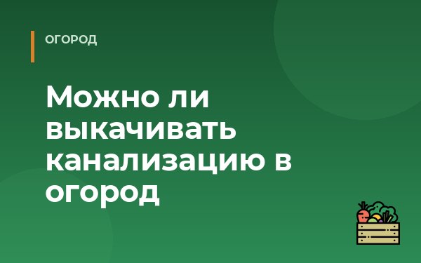 Можно ли выкачивать канализацию в огород